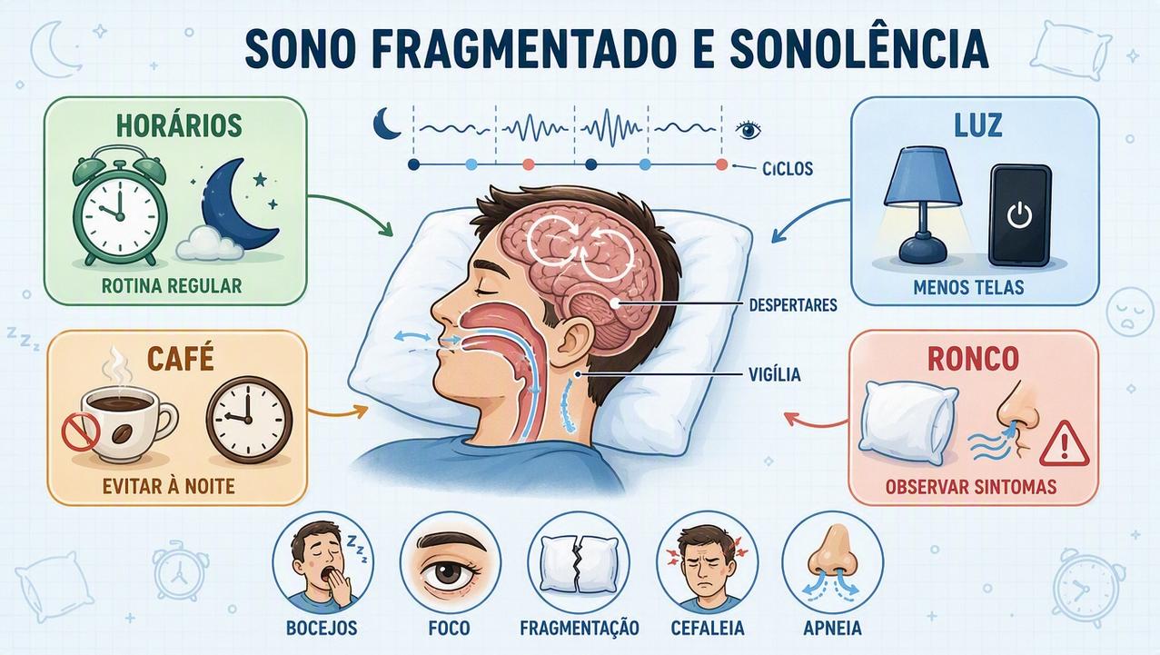 Quatro pilares para reduzir sonolência diurna e melhorar a continuidade do sono.