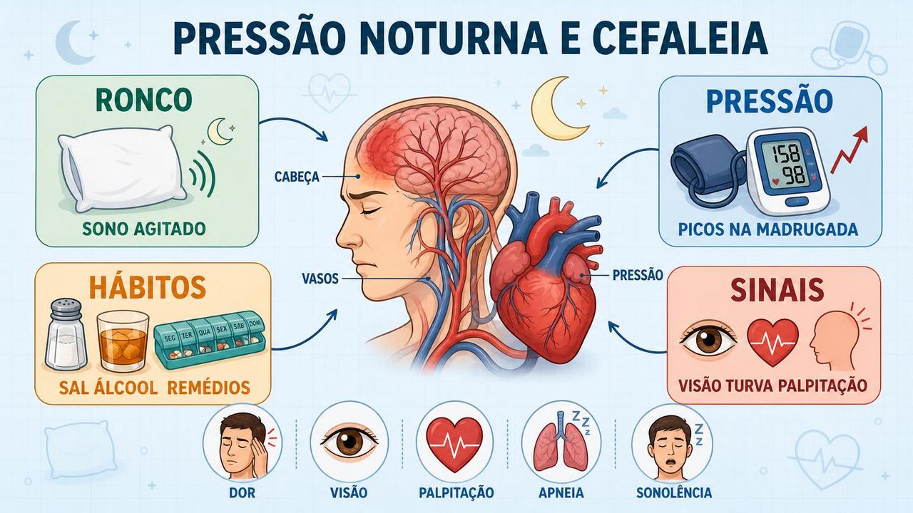 Ronco, picos pressóricos, hábitos noturnos e sinais associados orientam a investigação.