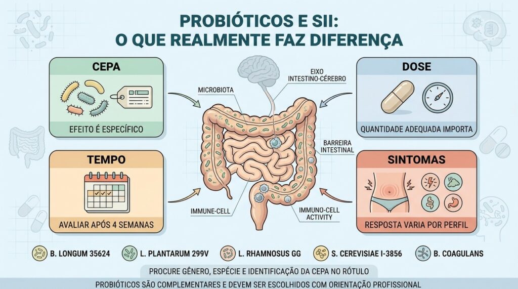 Cepa, dose, tempo de uso e sintomas definem a resposta aos probióticos.