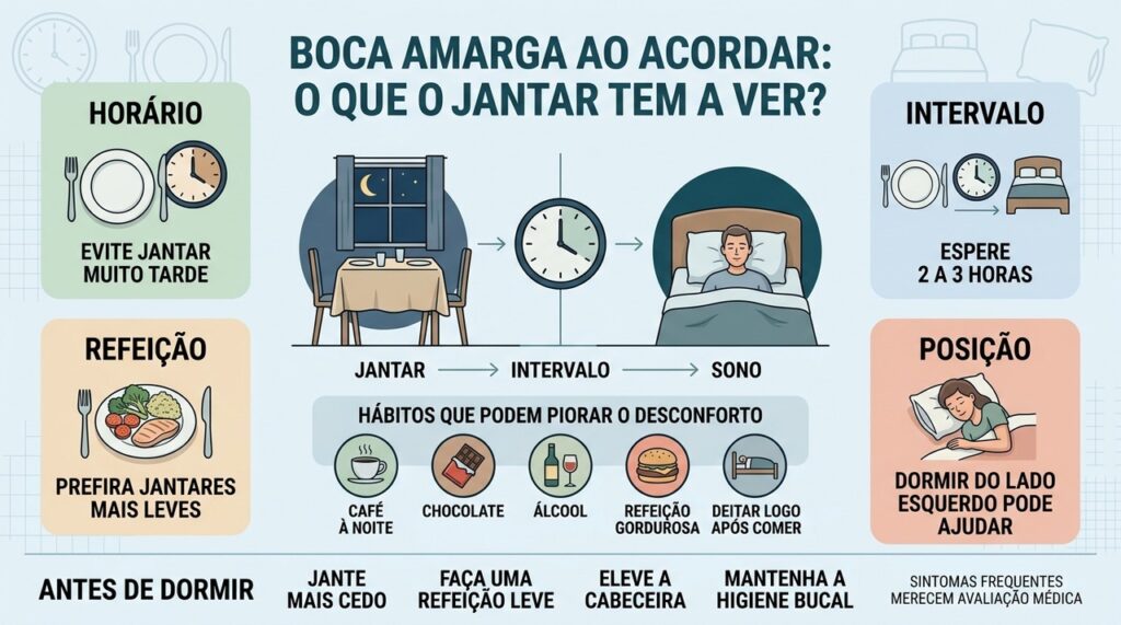 Horário, intervalo, refeição e posição ao dormir influenciam o refluxo noturno.