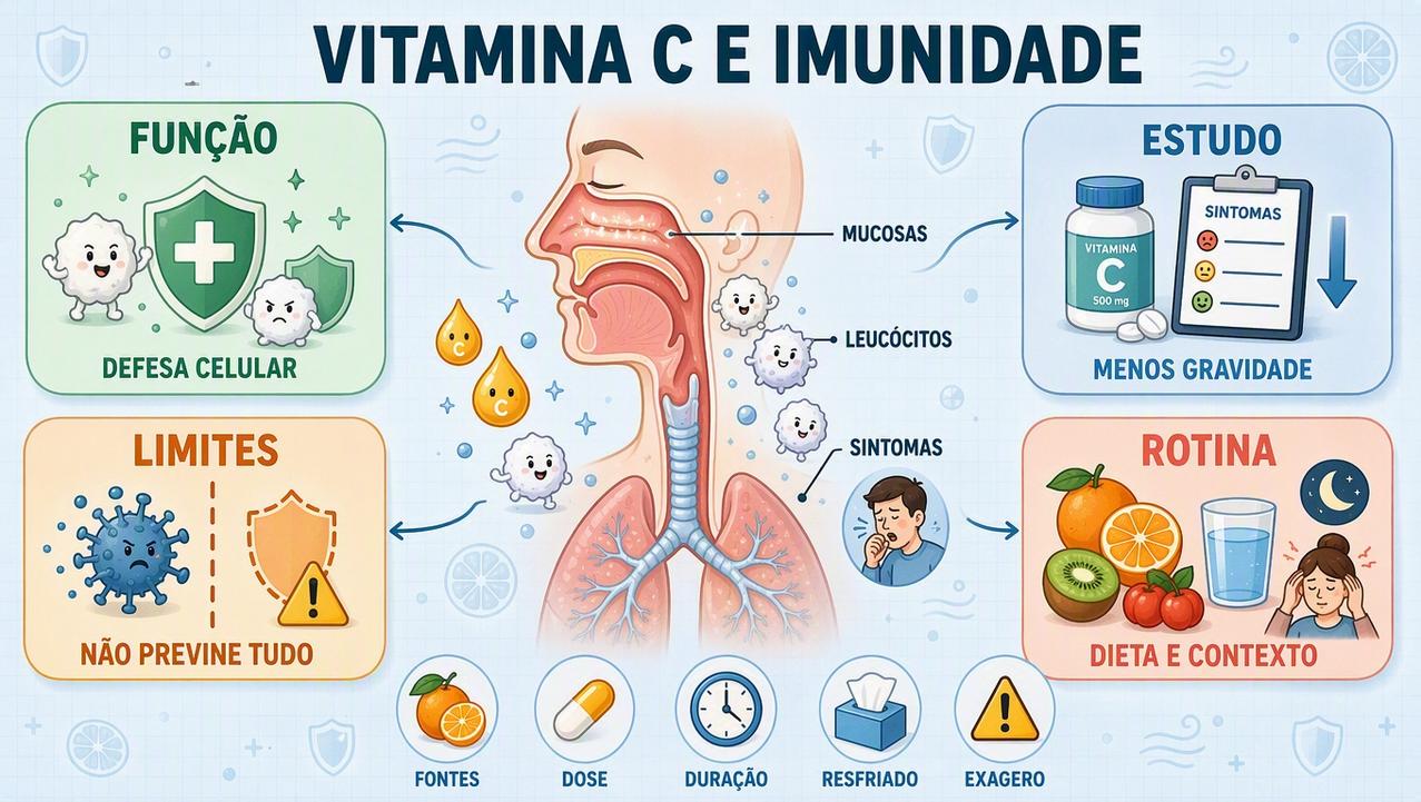 Função, evidência, limites e rotina explicam o real papel da vitamina C.