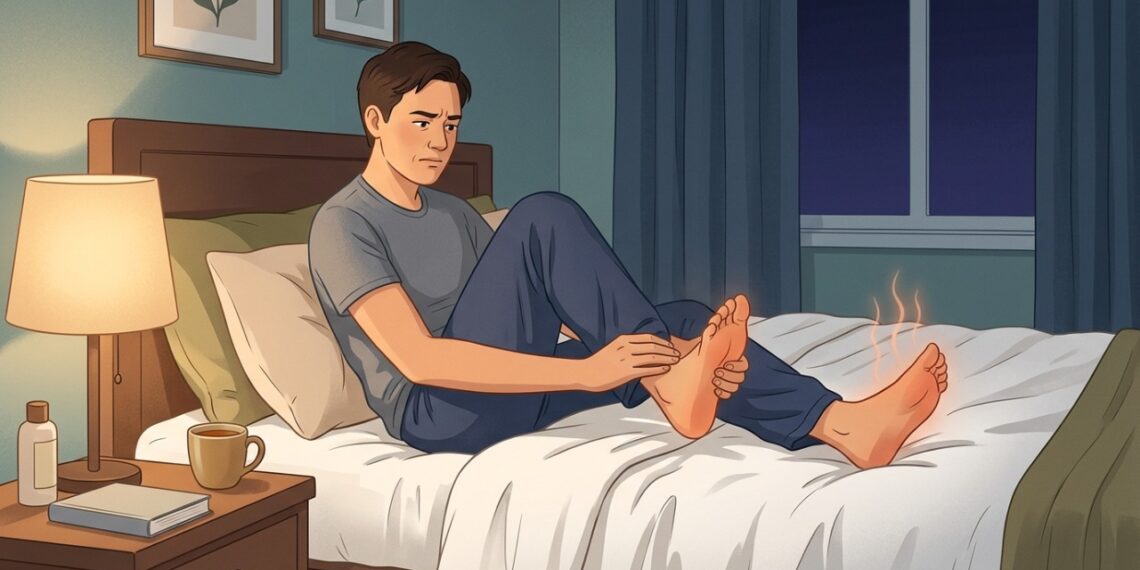 Queimação nos pés à noite pode estar relacionada à irritação ou lesão dos nervos periféricos.