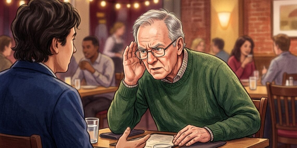 Dificuldade para entender conversas em ambientes barulhentos pode ser um dos primeiros sinais de perda auditiva.
