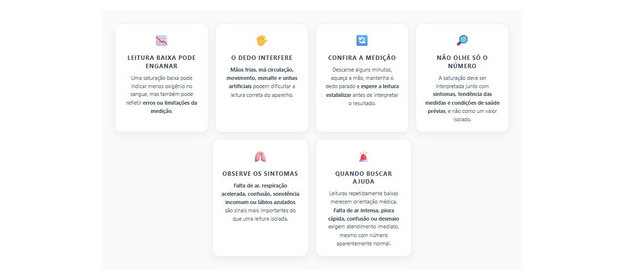 Oxímetro marcou baixo: quando a saturação pode enganar e quais sinais exigem atenção