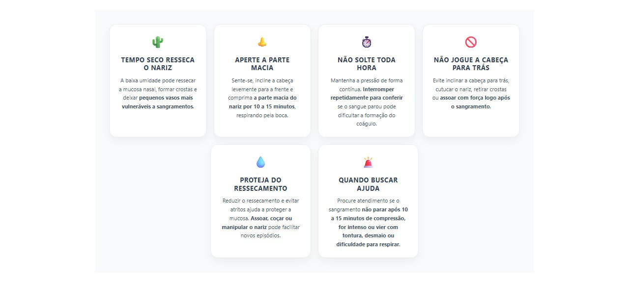 Nariz sangrando no tempo seco: o que fazer na hora e quando procurar ajuda