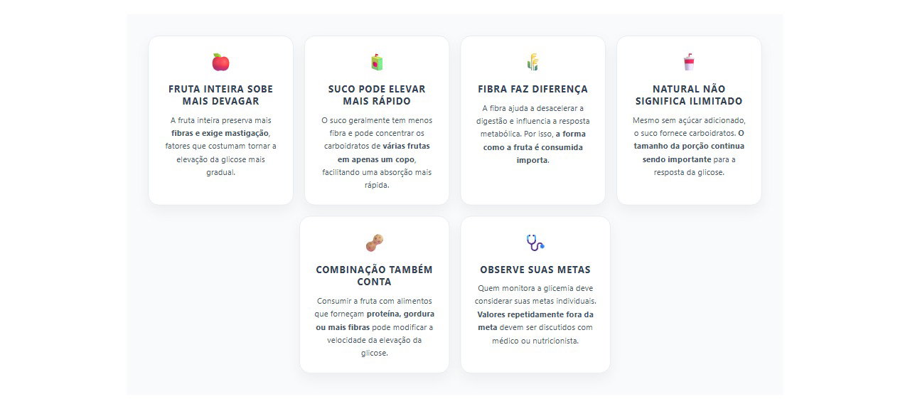 Fruta inteira ou suco: qual opção faz a glicose subir mais rápido