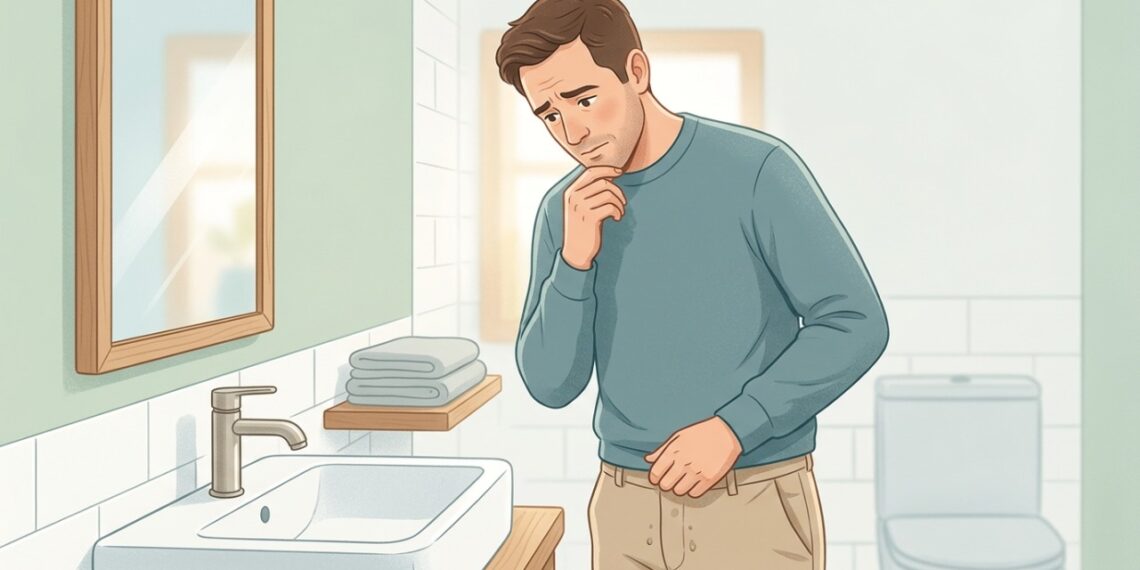 Pingos de urina após a micção podem ocorrer quando resta uma pequena quantidade de urina na uretra.
