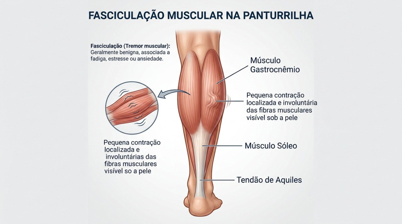 Fasciculações são pequenas contrações involuntárias que podem surgir com o músculo relaxado.