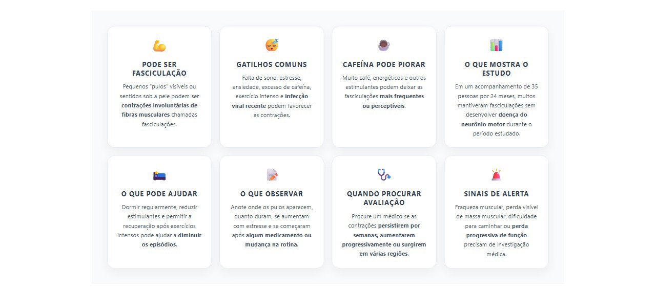 Músculo pulando sozinho em repouso: causas comuns, gatilhos e sinais de alerta