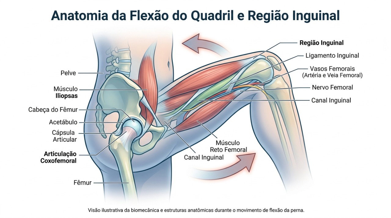Problemas na articulação do quadril podem provocar dor percebida na região da virilha.