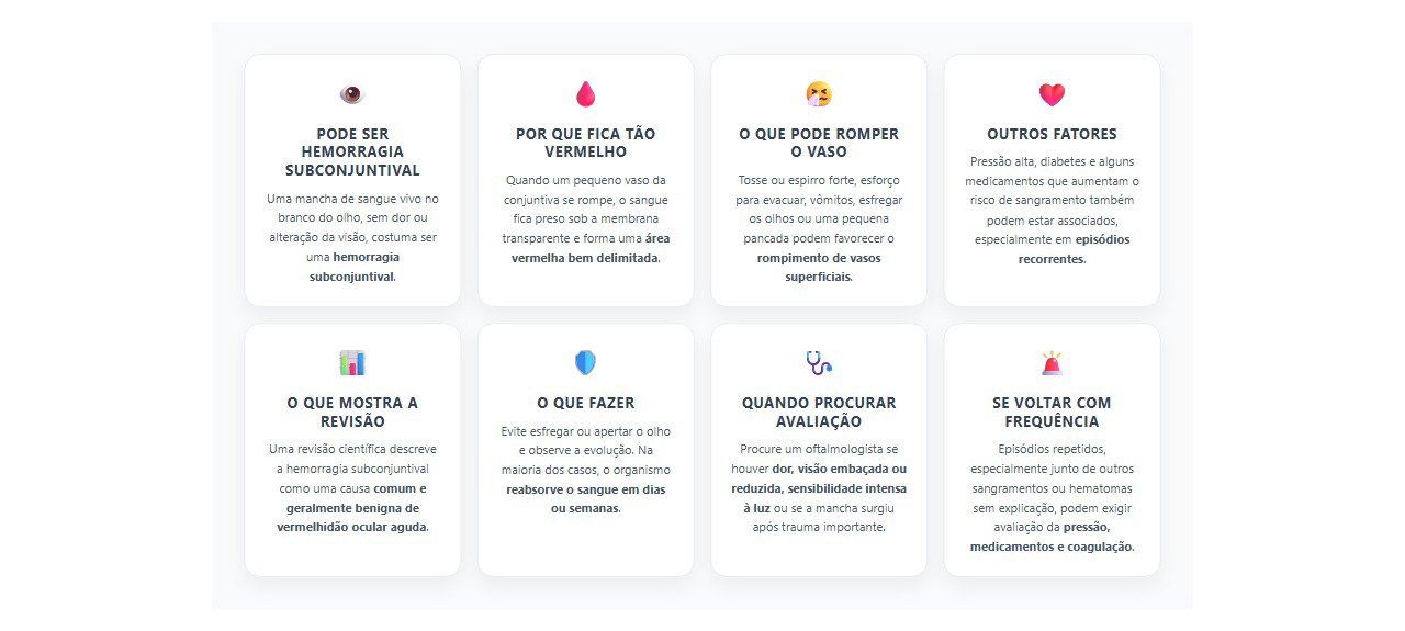 Mancha de sangue no branco do olho: causas comuns, cuidados e sinais de alerta