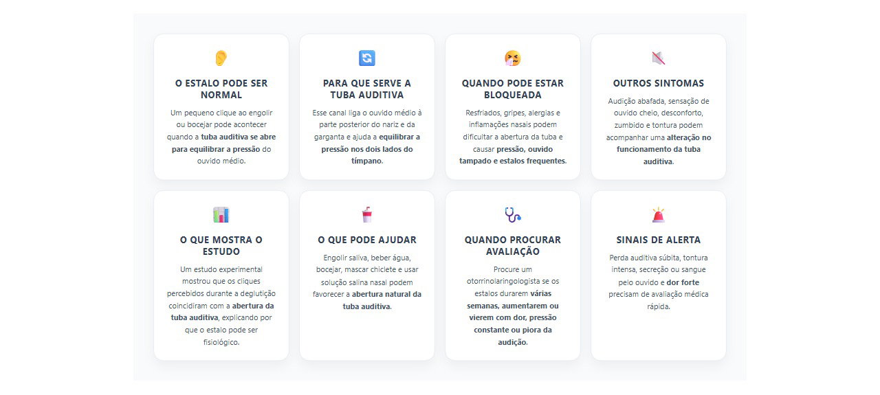 Ouvido estalando ao engolir: quando é normal e quando pode indicar tuba auditiva bloqueada