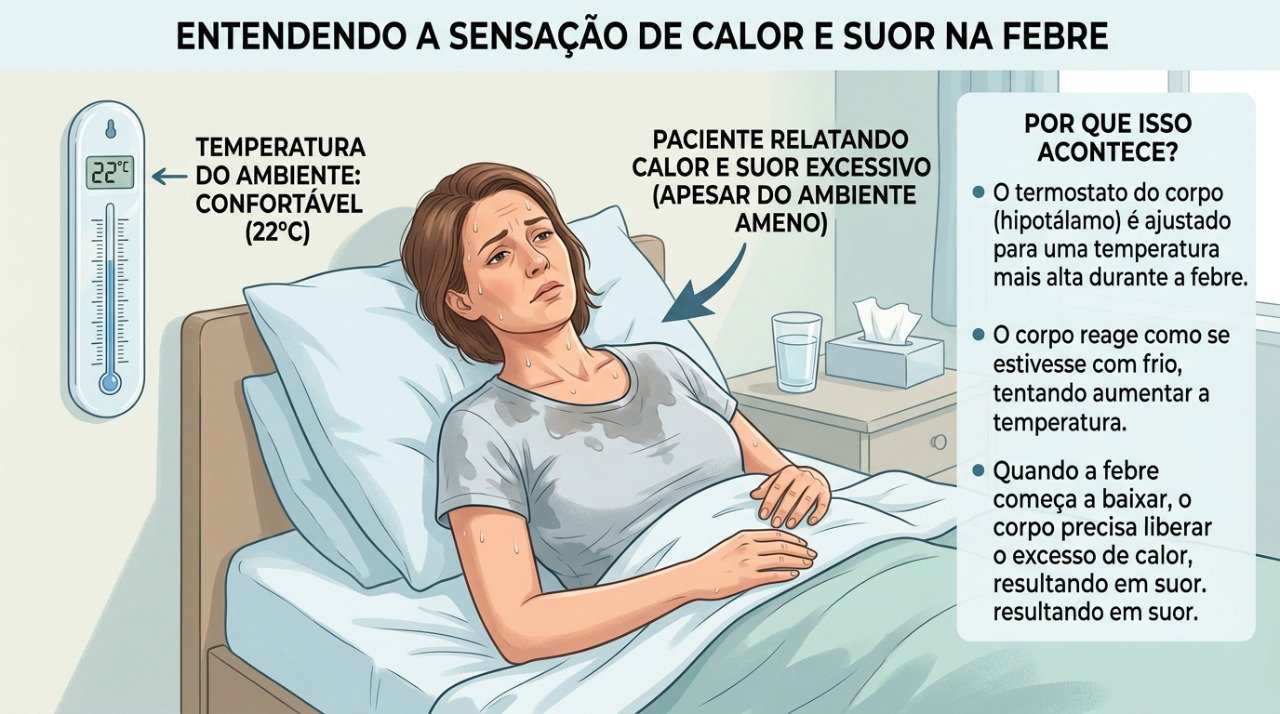 Registrar a frequência do suor noturno e a temperatura do quarto pode ajudar na investigação da causa.
