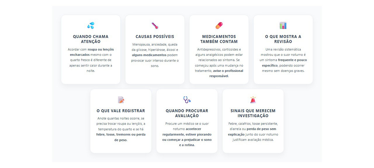 Suor noturno que encharca roupa e lençol: causas comuns e quando investigar