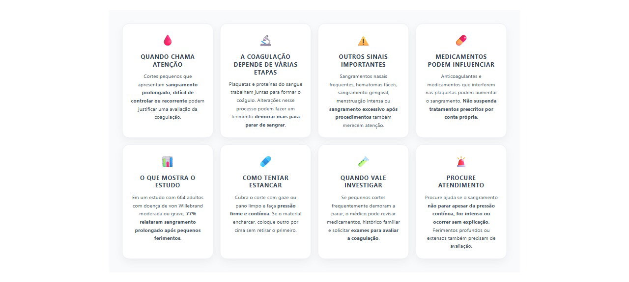 Corte pequeno demora a parar de sangrar: sinais de alteração na coagulação e quando investigar