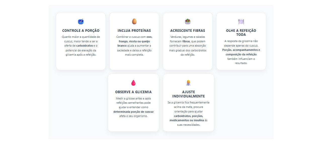 Cuscuz no diabetes: 6 cuidados para reduzir o impacto na glicemia