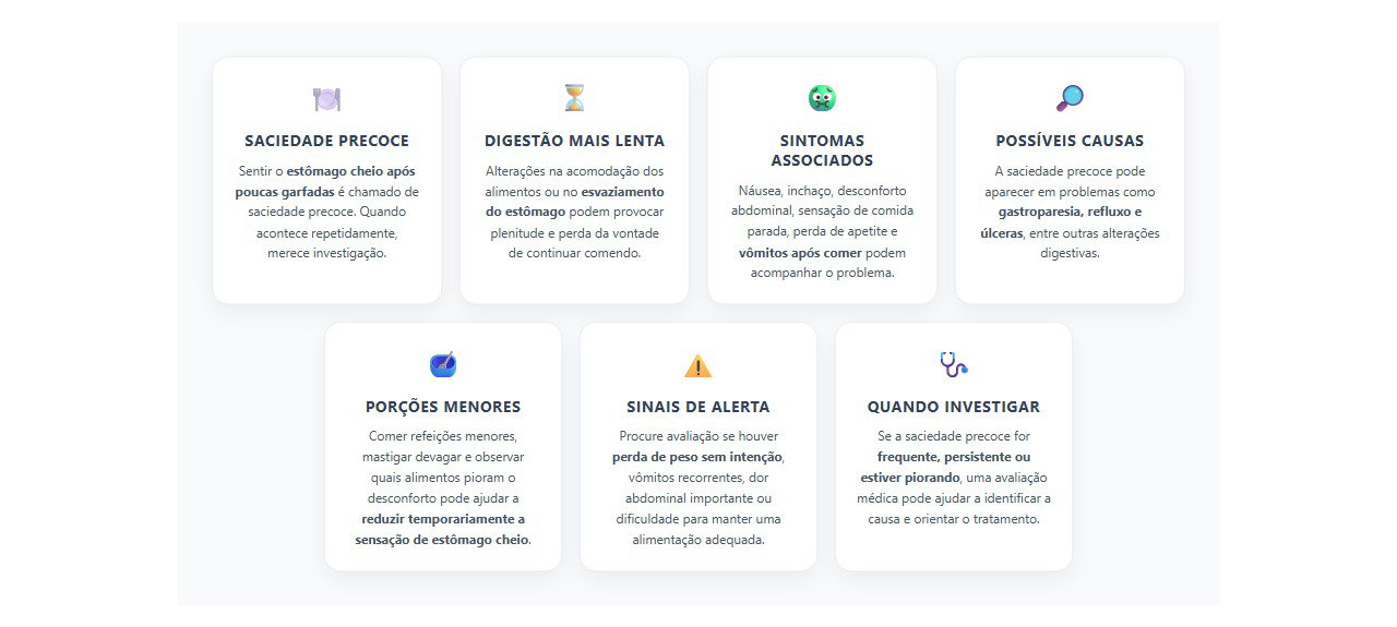 Estômago cheio com poucas garfadas: sinais de que a saciedade precoce merece atenção