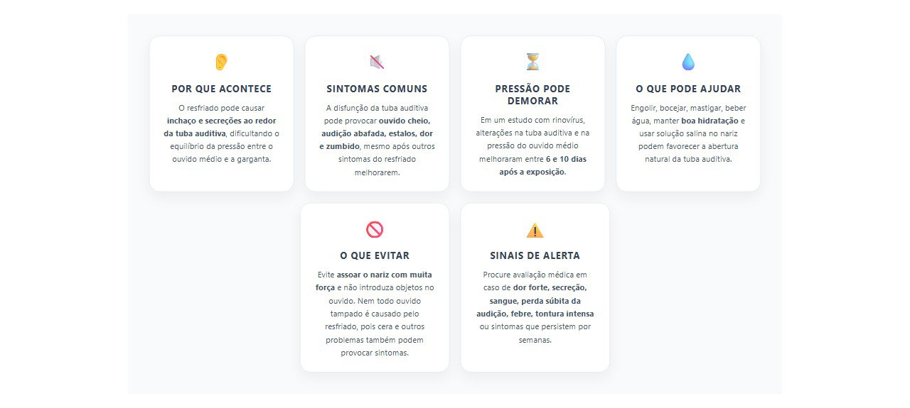Ouvido tampado após resfriado: causas, duração e sinais de alerta