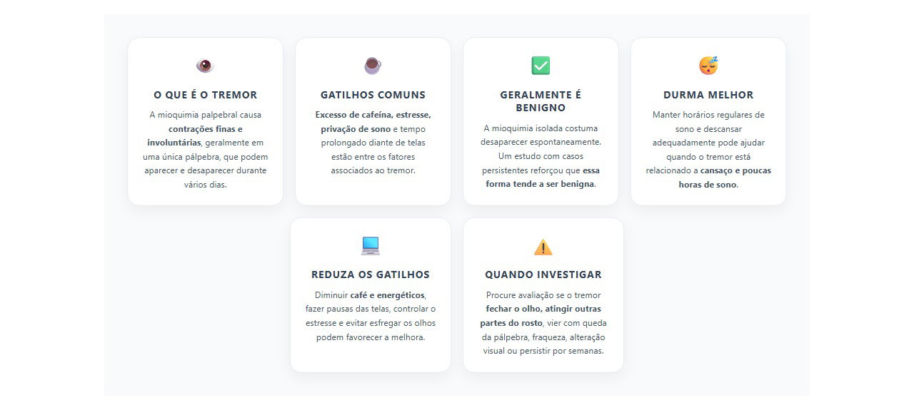 Pálpebra tremendo por dias: principais gatilhos e sinais de alerta