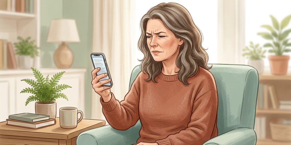 Afastar o celular para enxergar melhor de perto pode ser um sinal de presbiopia após os 40 anos.