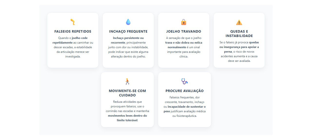 Joelho falhando ao descer escadas: 6 sinais de que o falseio merece avaliação