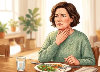 Inchaço abaixo da mandíbula que piora ao comer pode estar ligado ao bloqueio da saliva.