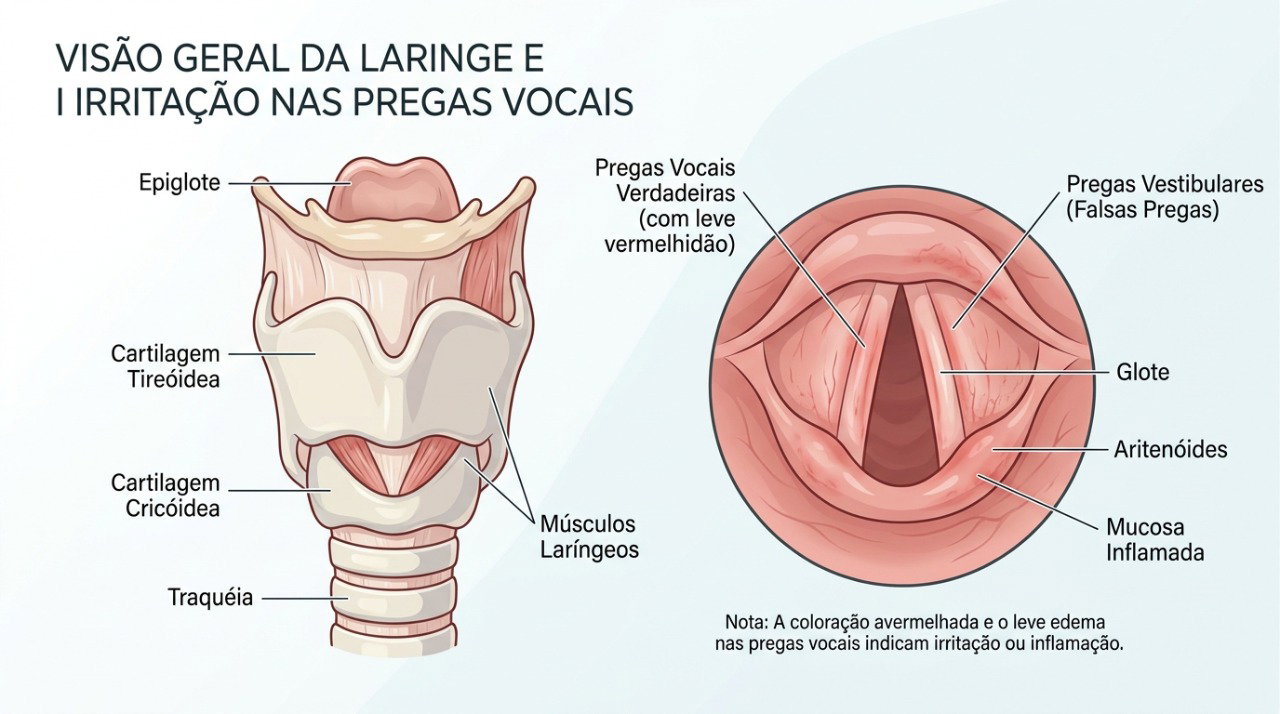 Alterações nas cordas vocais podem interferir na vibração e manter a voz rouca por semanas.