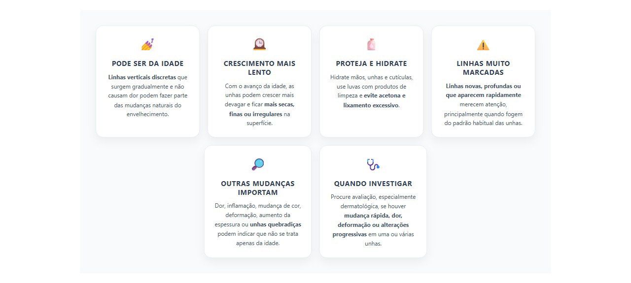 Linhas verticais nas unhas depois dos 50: 6 sinais para saber quando investigar