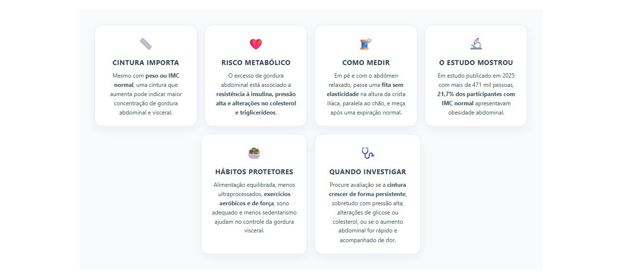 Cintura aumentada com peso normal: 6 sinais de risco que a balança não mostra