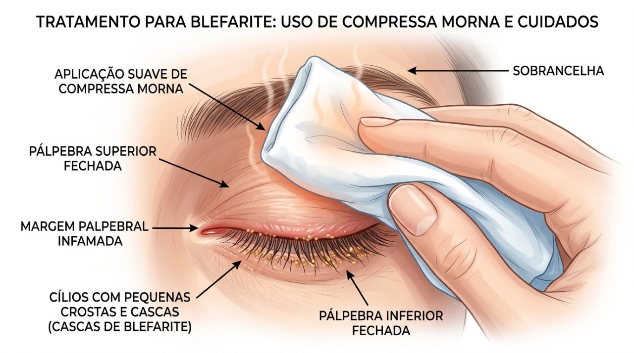 A higiene delicada das pálpebras pode ajudar a soltar crostas e aliviar a irritação.