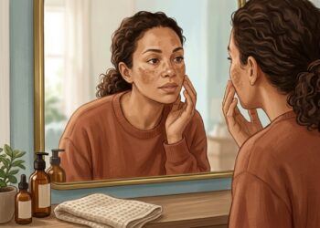 Manchas escuras e simétricas no rosto podem ser sugestivas de melasma.