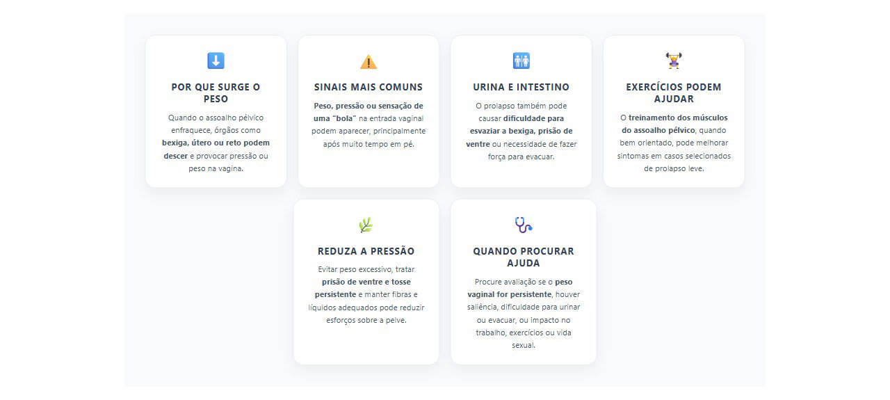 Peso ou pressão na vagina: 6 sinais de prolapso pélvico e quando procurar avaliação