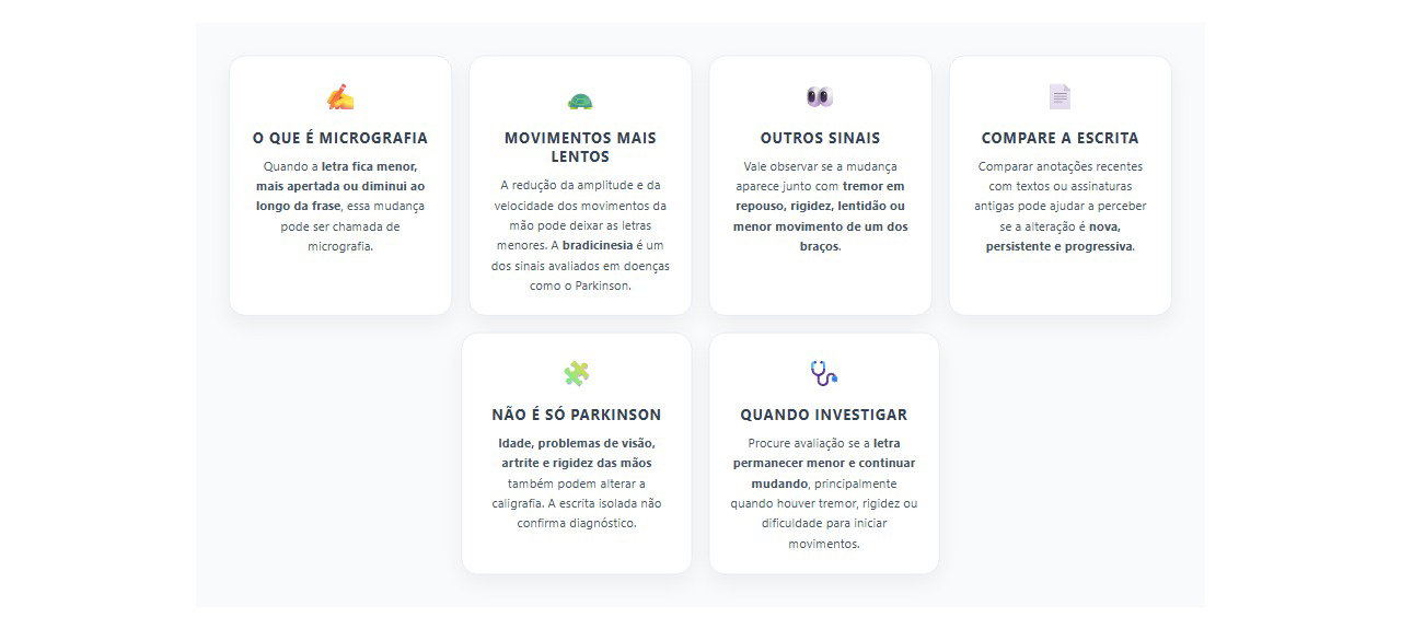 Letra menor e apertada: 6 mudanças na escrita que podem acompanhar lentidão dos movimentos