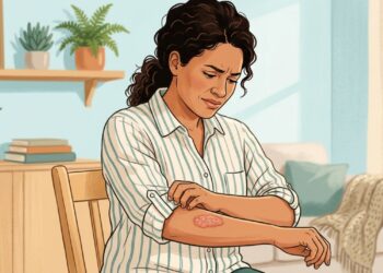 Placas que coçam e descamam podem ocorrer tanto no eczema quanto na psoríase.