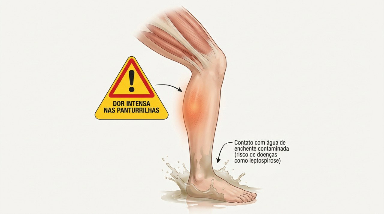 Dor forte nas panturrilhas é um dos sintomas que podem ocorrer na leptospirose.