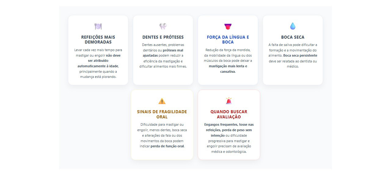 Comer mais devagar depois dos 60: sinais de perda da função oral