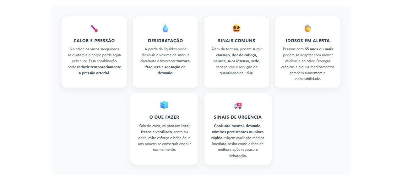 Tontura no calor: 6 sinais e cuidados para evitar queda de pressão