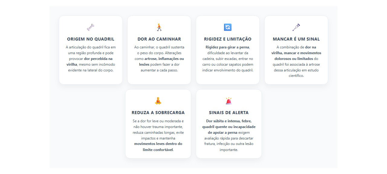 Dor na virilha ao caminhar: 6 sinais de que o problema pode estar no quadril