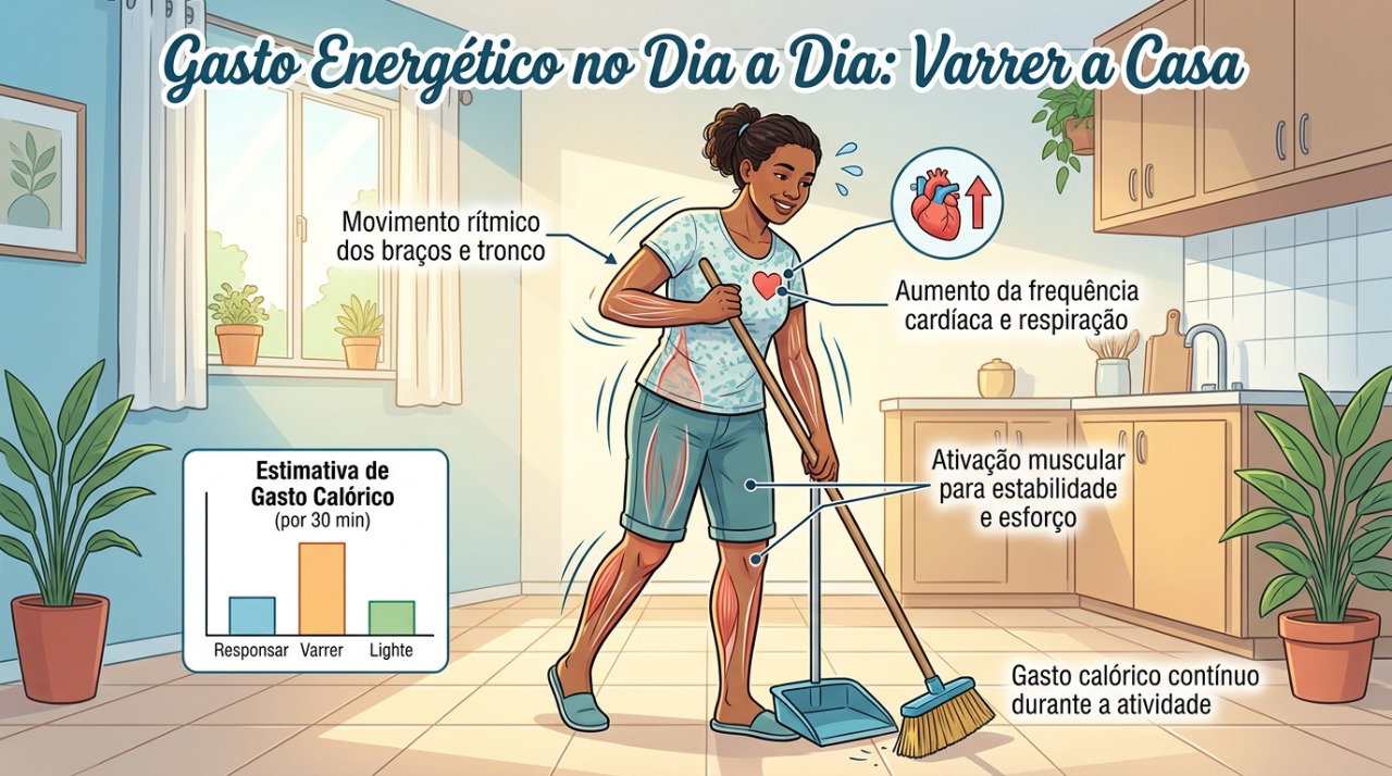 Faxinar é uma das atividades cotidianas que aumentam o gasto de energia e reduzem o tempo parado.