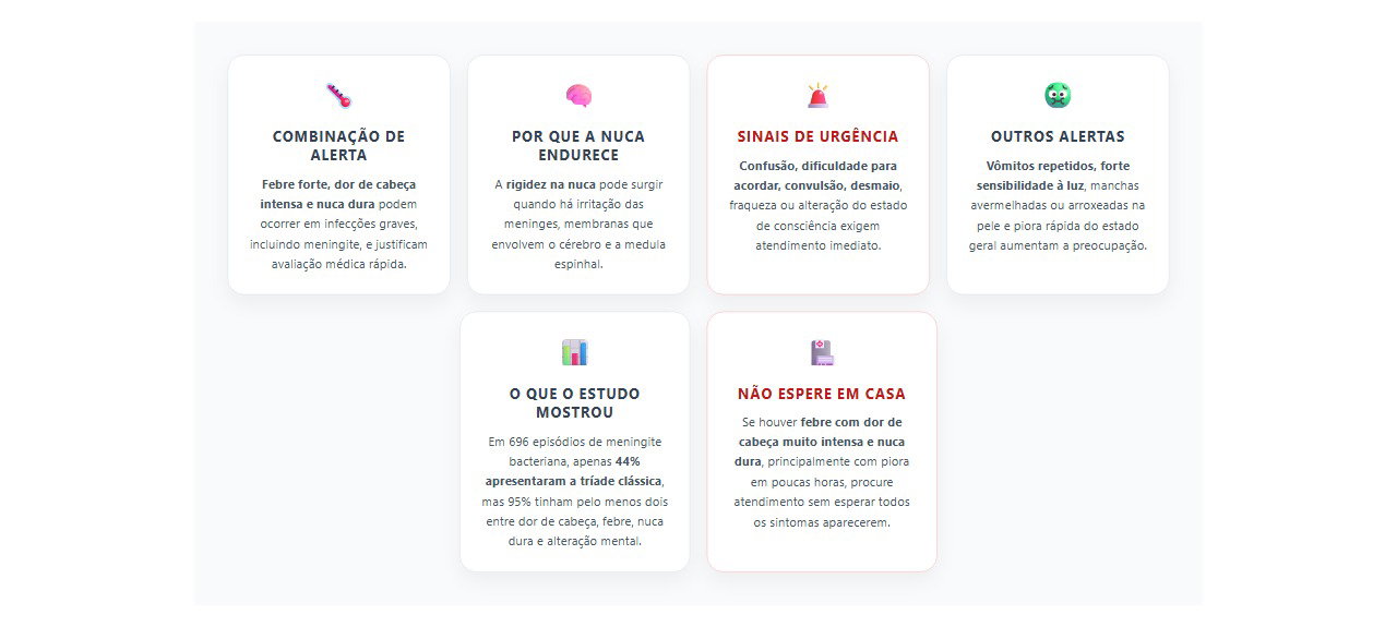 Febre forte, dor de cabeça e nuca dura: 6 sinais para buscar atendimento imediato