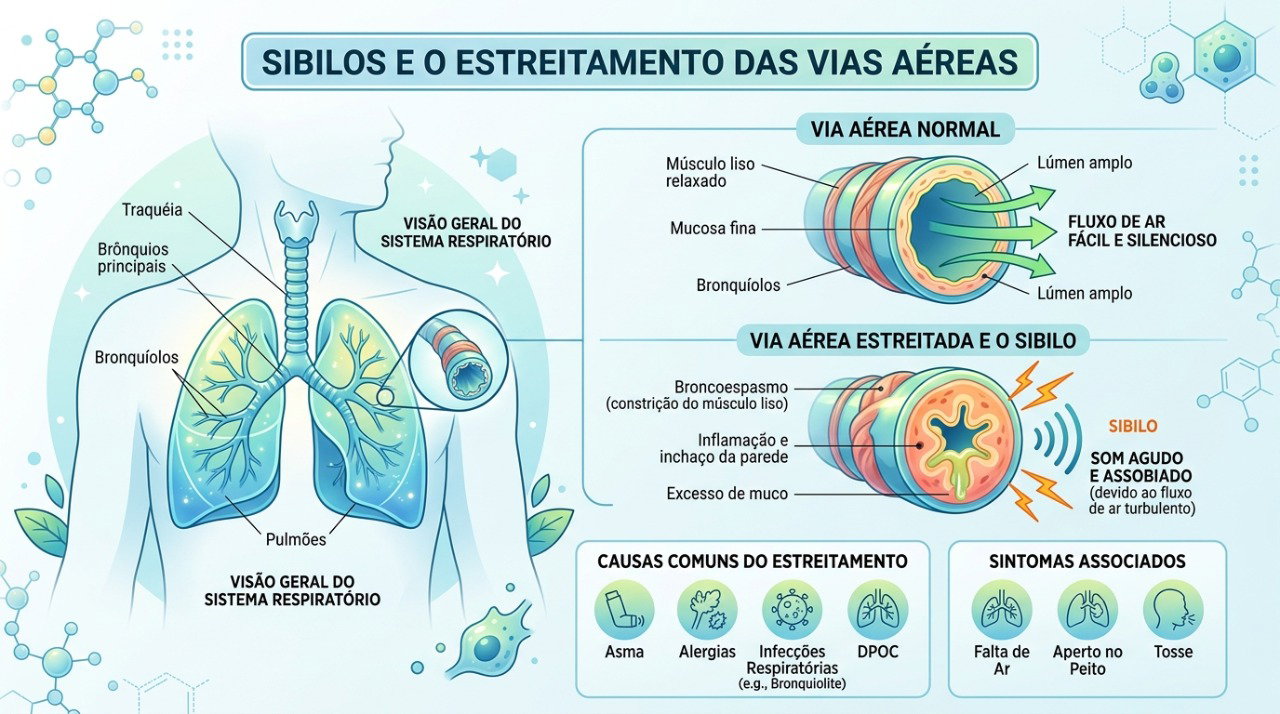 O chiado pode surgir quando uma infecção respiratória afeta as vias aéreas.