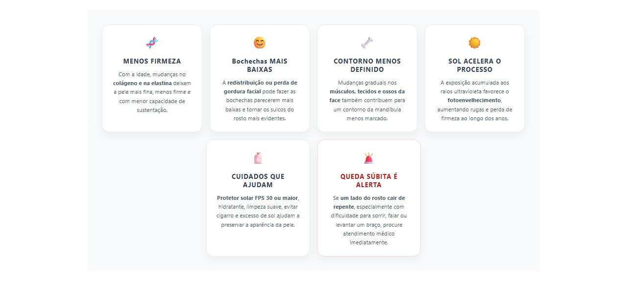 Rosto mais caído depois dos 50: 6 mudanças que explicam bochechas e contorno