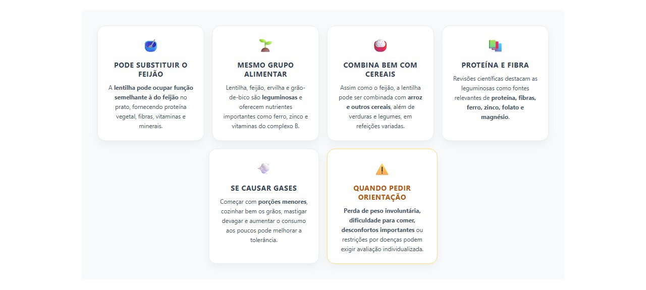 Lentilha pode substituir o feijão? 6 formas de variar proteína e fibra no prato