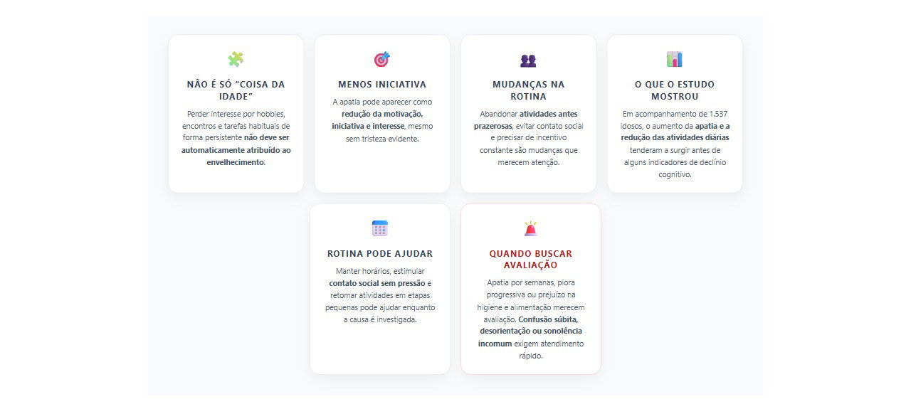 Apatia depois dos 60: 6 sinais de que a perda de interesse merece avaliação