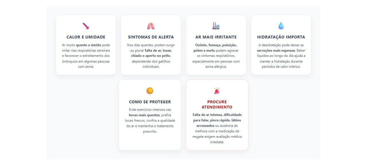 Calor forte e asma: 6 sinais, gatilhos e cuidados para respirar melhor