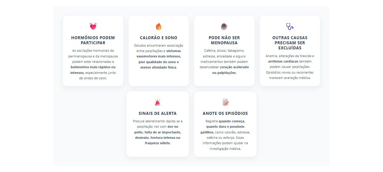Palpitação na menopausa: 6 sinais para entender quando pode ser hormonal e quando investigar