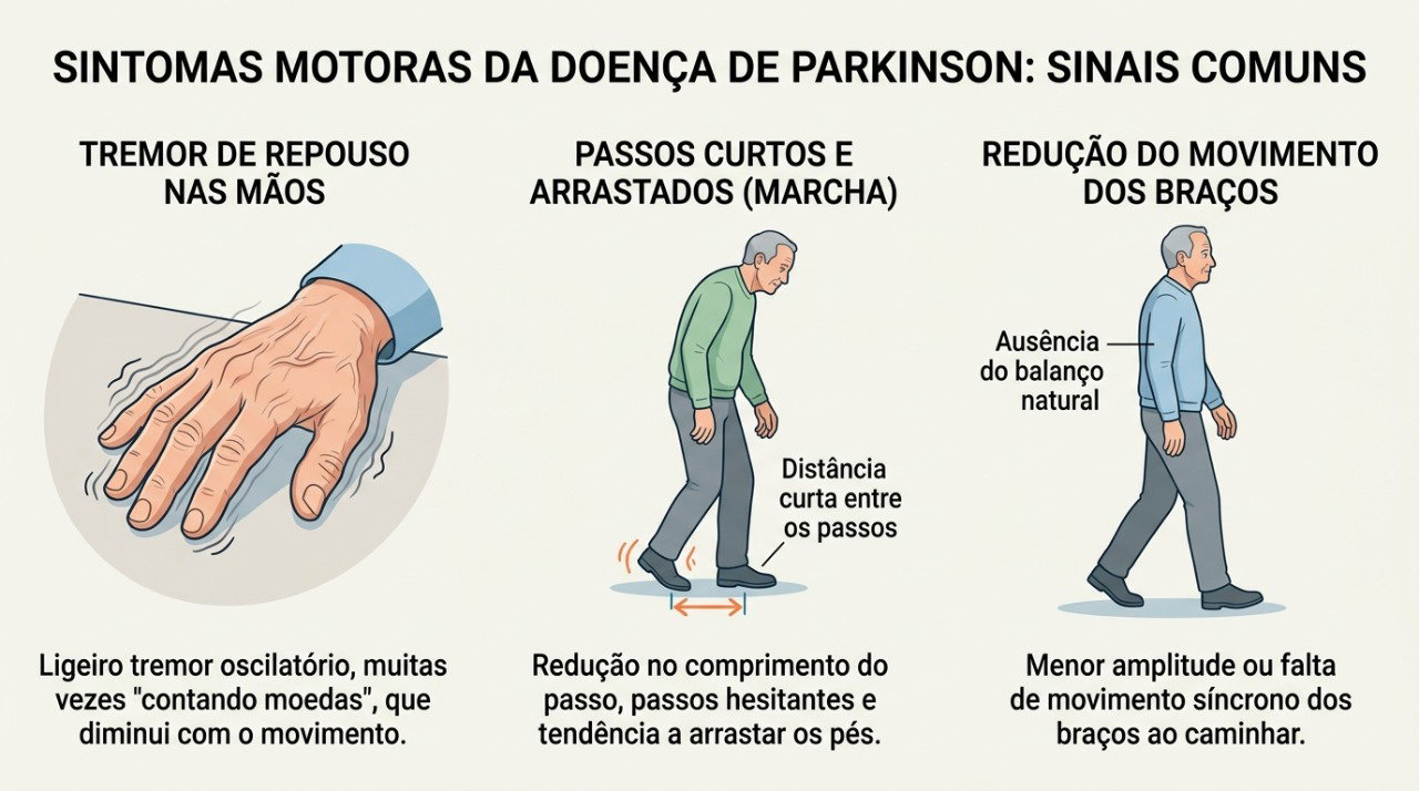 Tremor unilateral e movimentos mais lentos podem aparecer no início do Parkinson, mas também têm outras causas.
