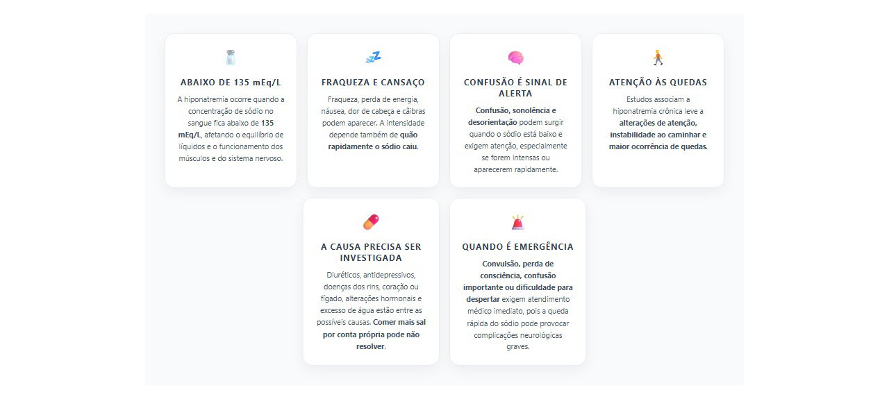 Sódio baixo no sangue: 6 sinais de hiponatremia que merecem atenção