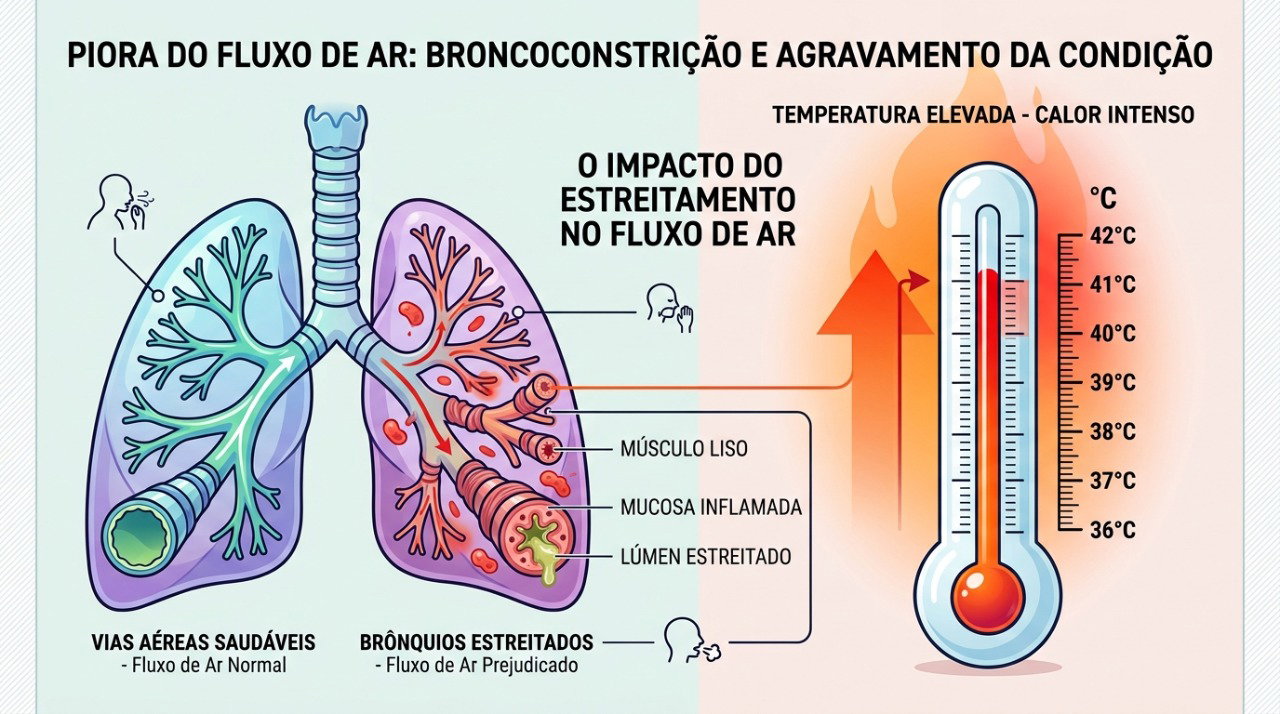 Calor extremo pode aumentar a irritação das vias respiratórias e favorecer crises de asma.