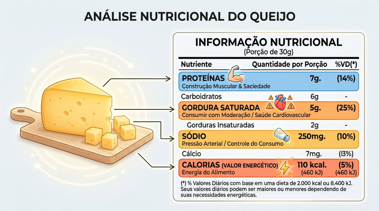 Comparar proteína, gordura saturada, sódio e calorias ajuda a escolher melhor o queijo.